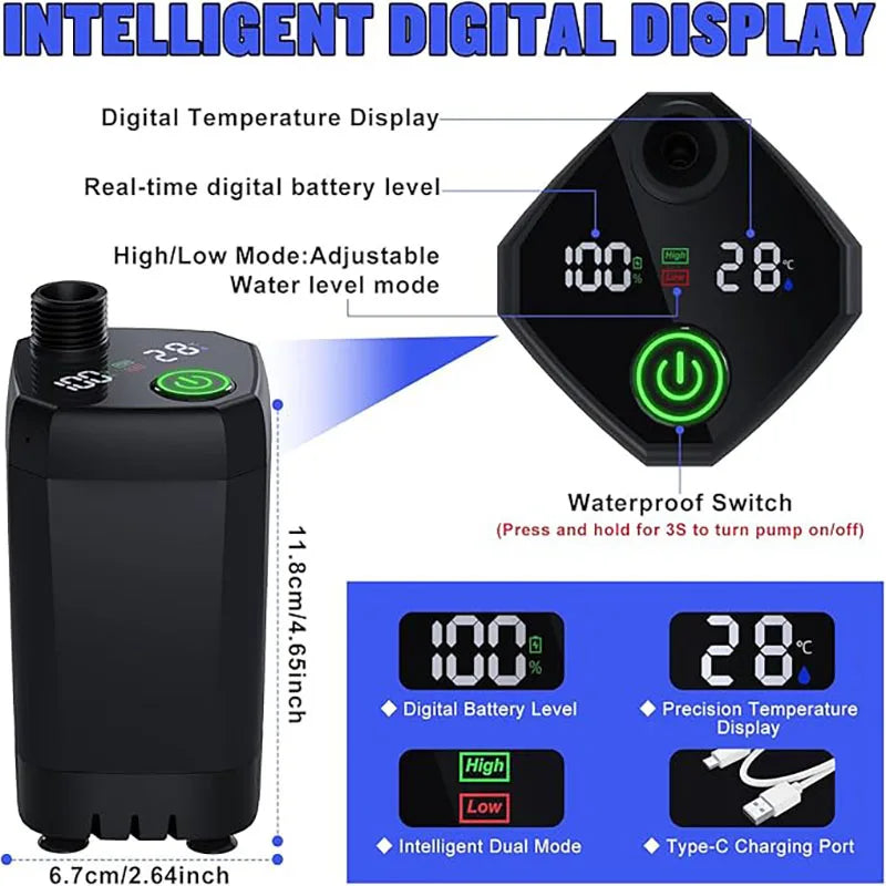 Portable Rechargeable Camping Shower with LED Display