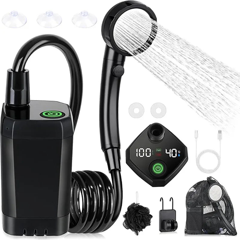 Portable Rechargeable Camping Shower with LED Display