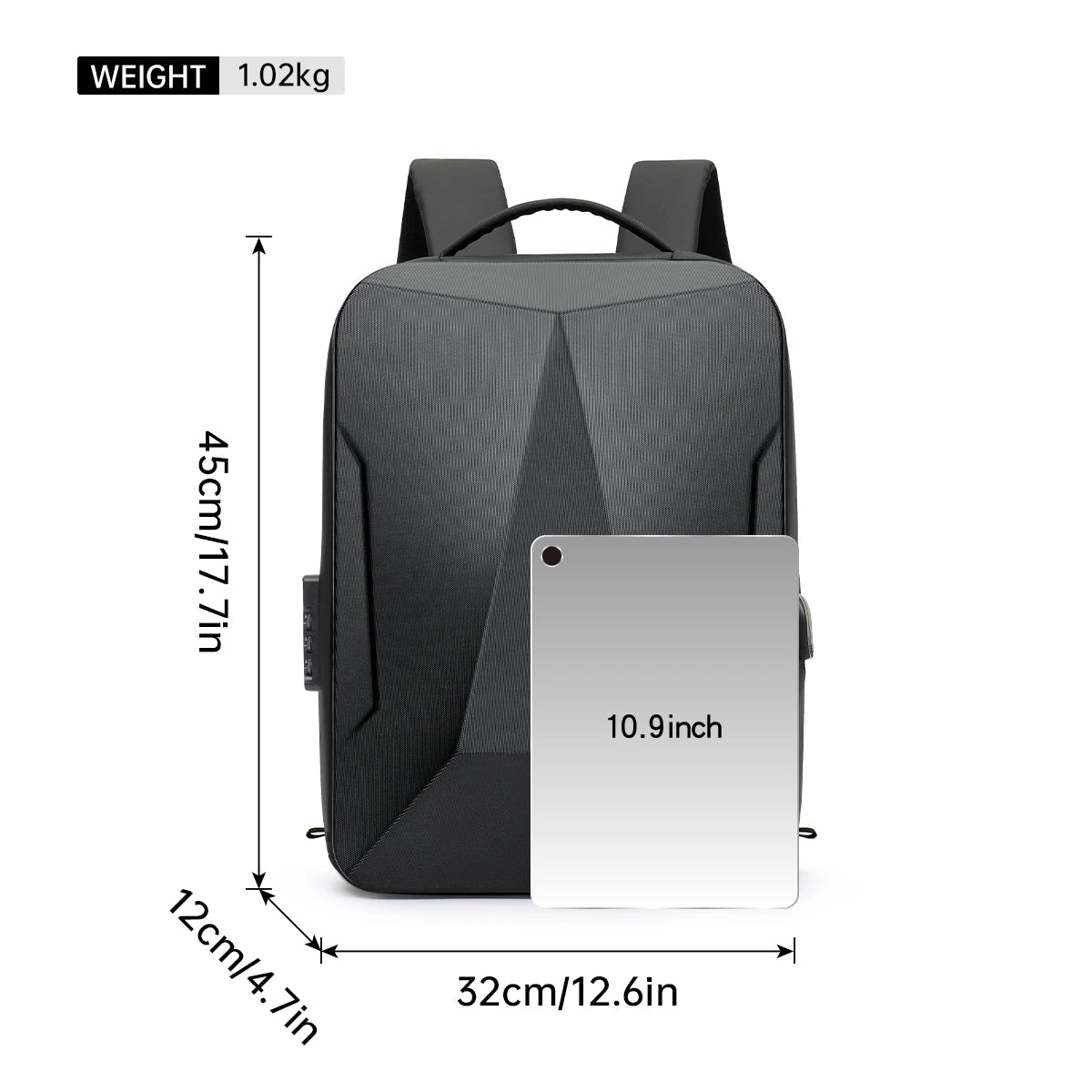 Waterproof Shell Anti-Theft Laptop Backpack with USB Charging Port