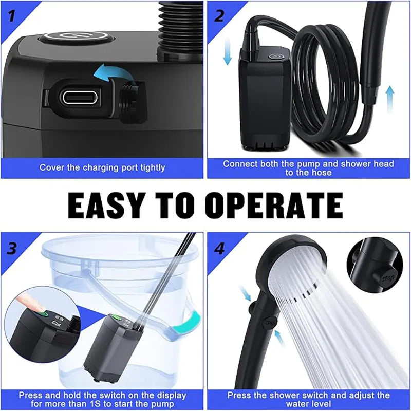 Portable Rechargeable Camping Shower with LED Display