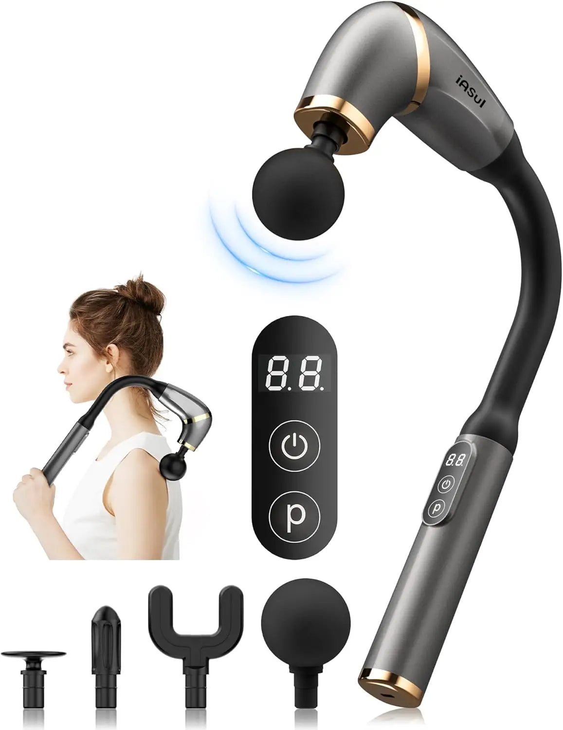 ReachRelief Pro
Deep Tissue Massage Gun with Ergonomic Handle & 9 Speed Levels